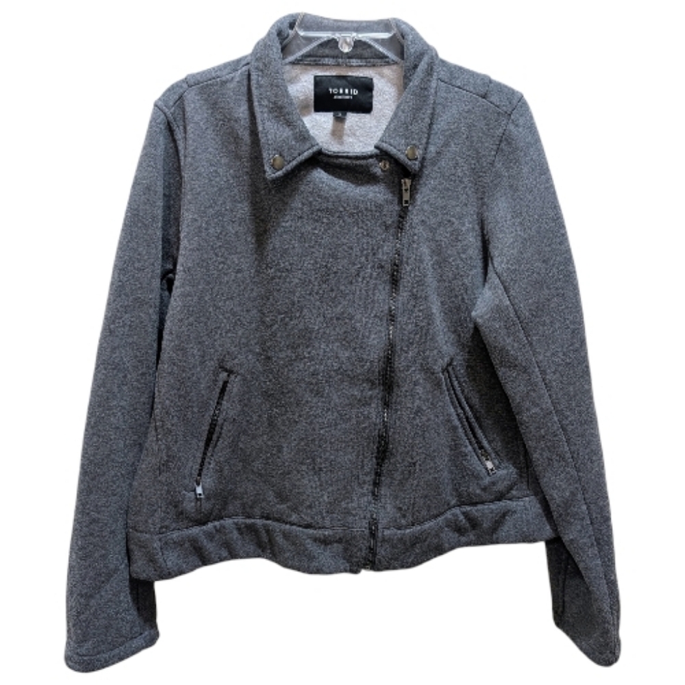 Torrid Women's Charcoal Gray Moto Sweatshirt Jacket 2X
